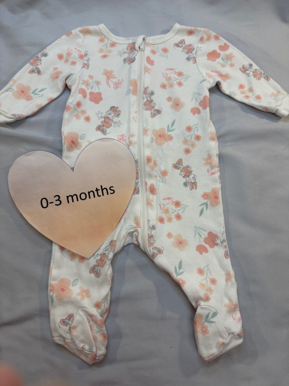 Disney Baby Floral Footed Sleeper in White and Peach